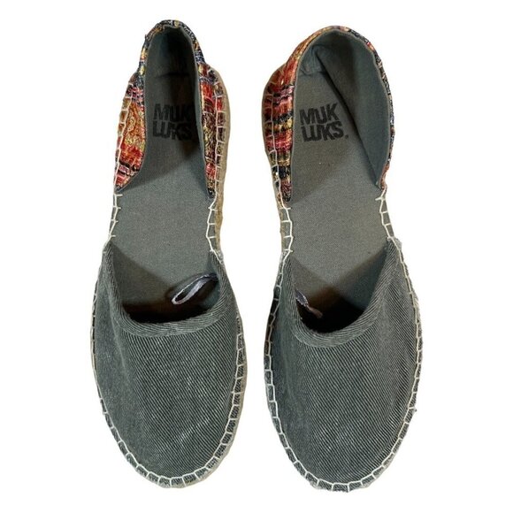 Muk Luks Canvas Womens 8 Slip On Rope-Lined Flats Glitter Heel Lightweight Comfy - Picture 4 of 7